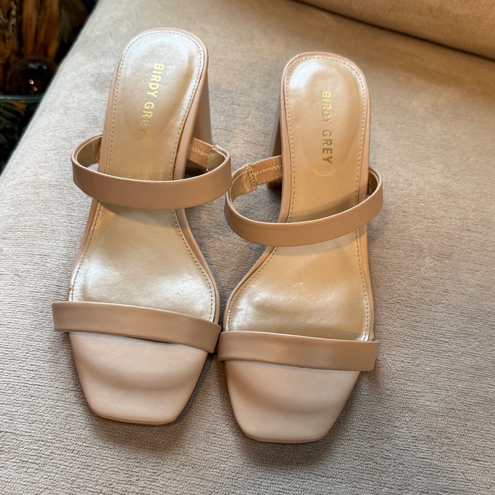 Birdy Grey Nude Block Heel Sandals - Picture 8 of 8